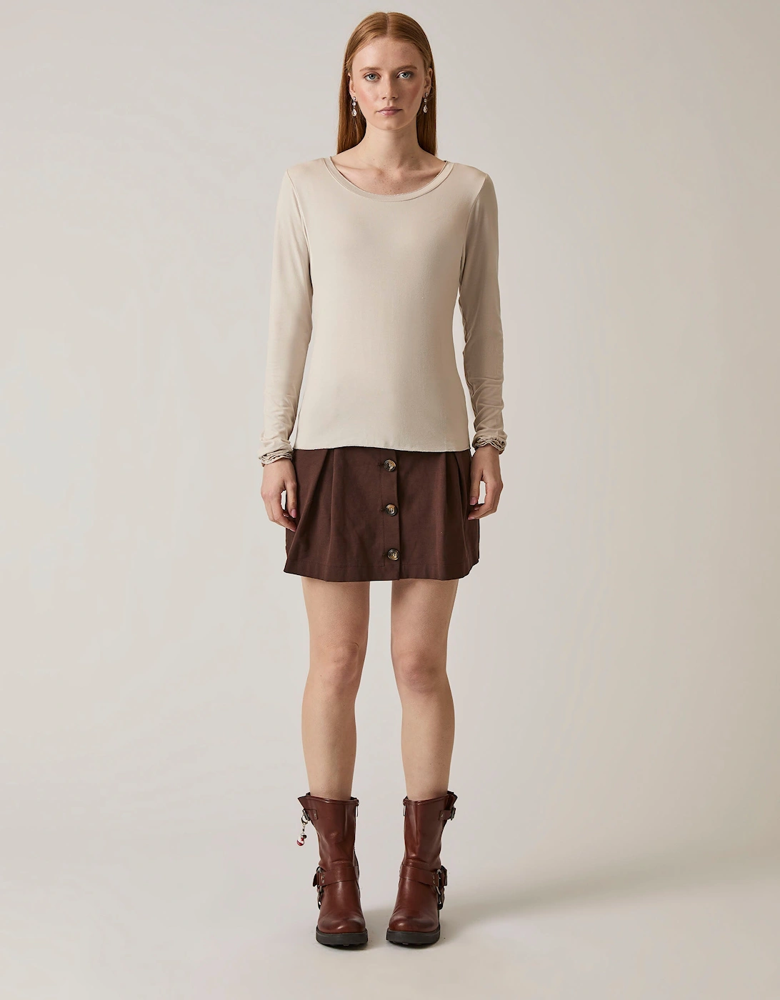 Long Sleeve Beige Top, 7 of 6