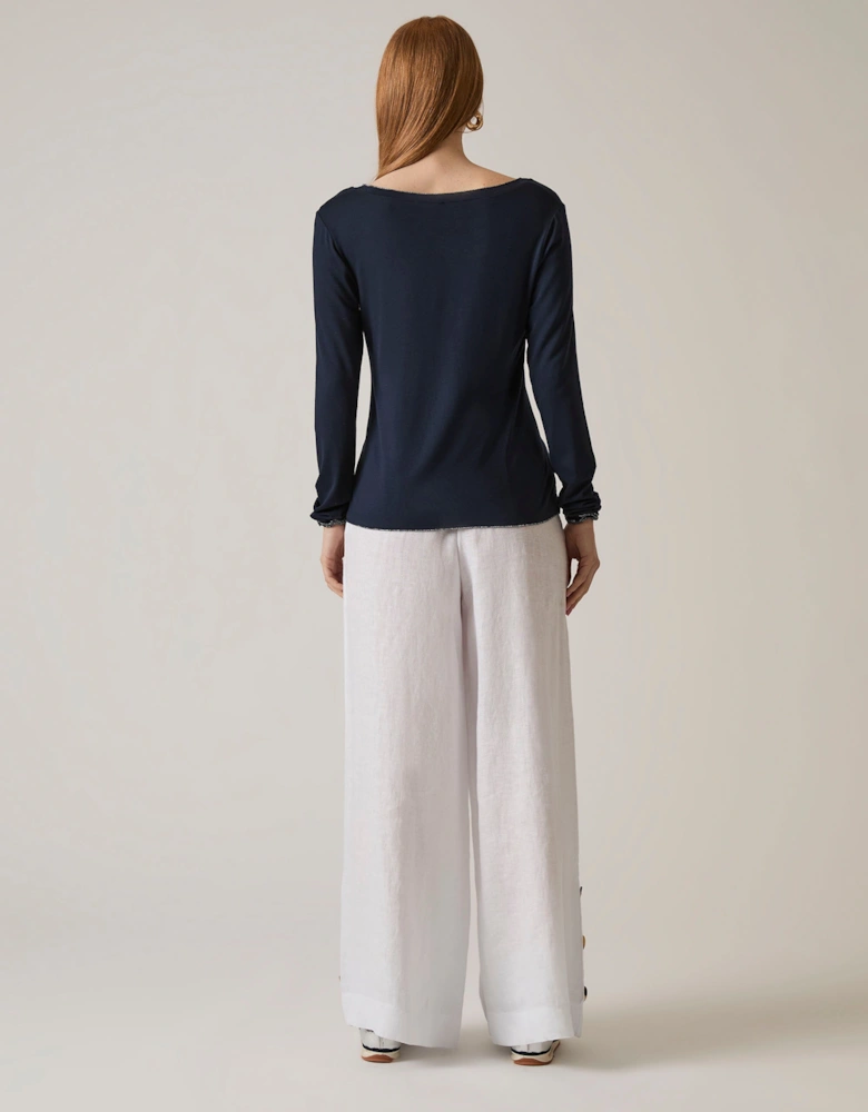 Long Sleeve Navy Top