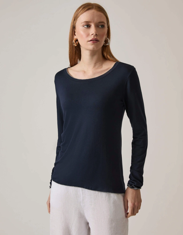 Long Sleeve Navy Top