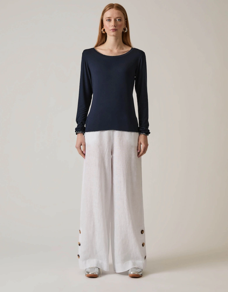 Long Sleeve Navy Top