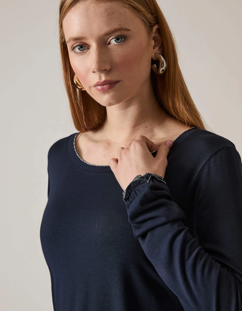 Long Sleeve Navy Top