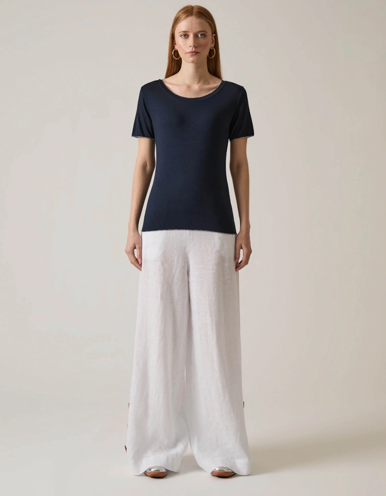 Short Sleeve Navy Top