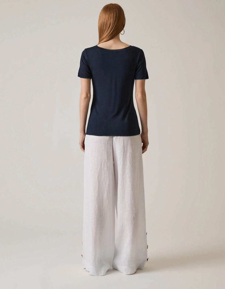 Short Sleeve Navy Top