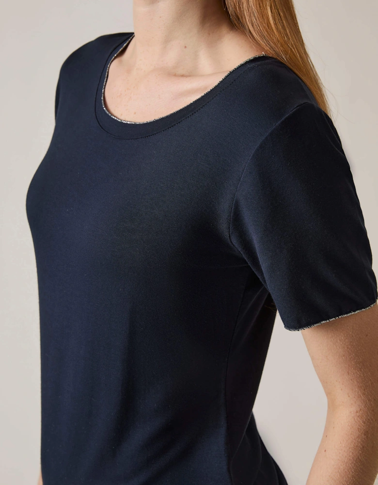 Short Sleeve Navy Top