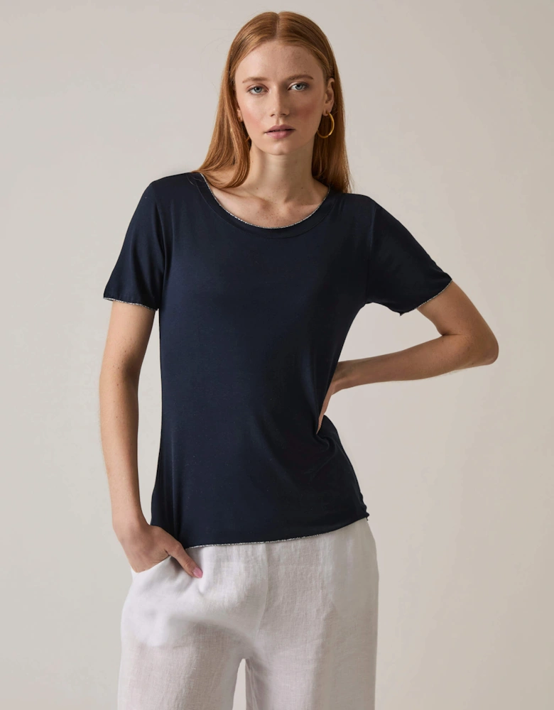 Short Sleeve Navy Top