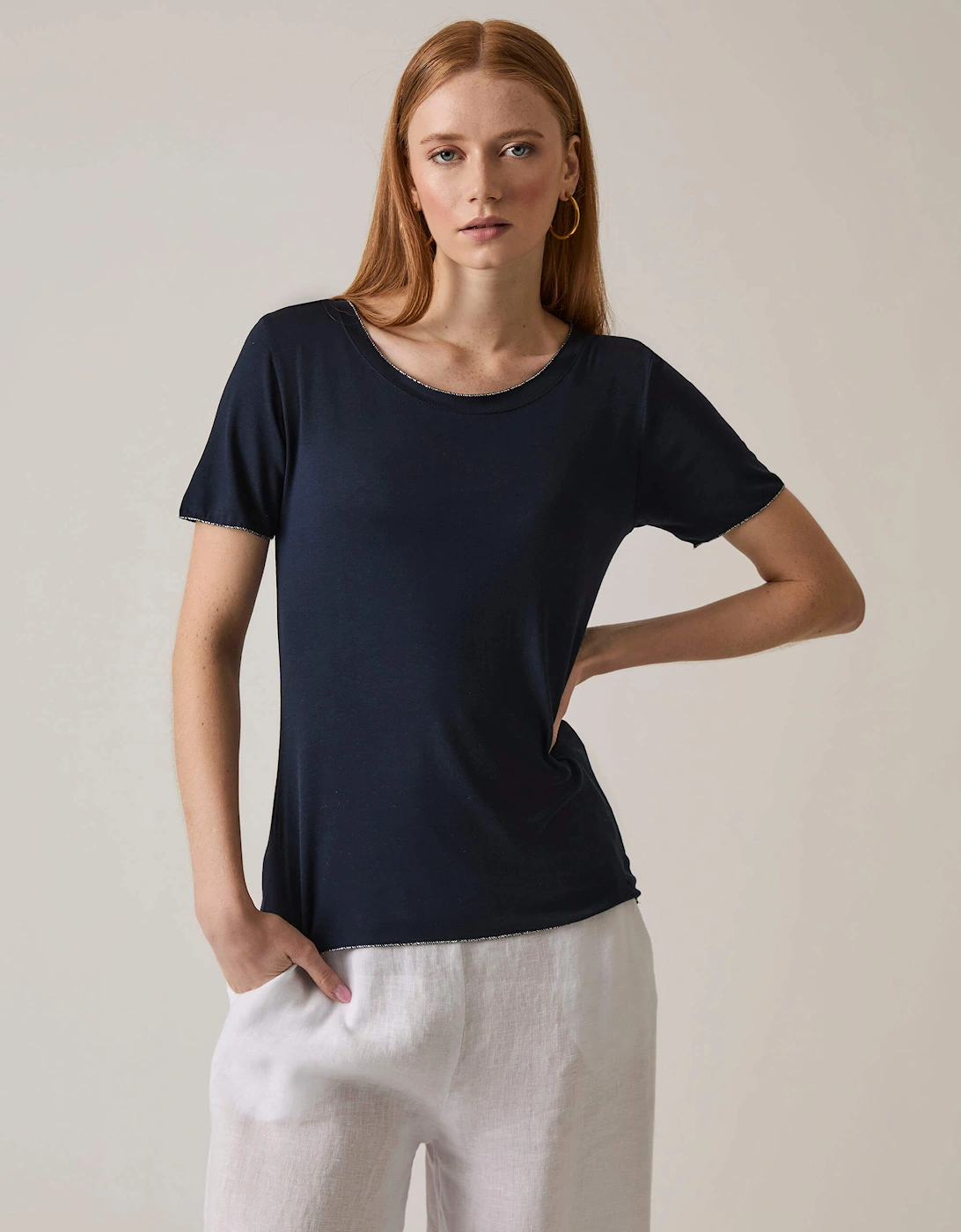 Short Sleeve Navy Top
