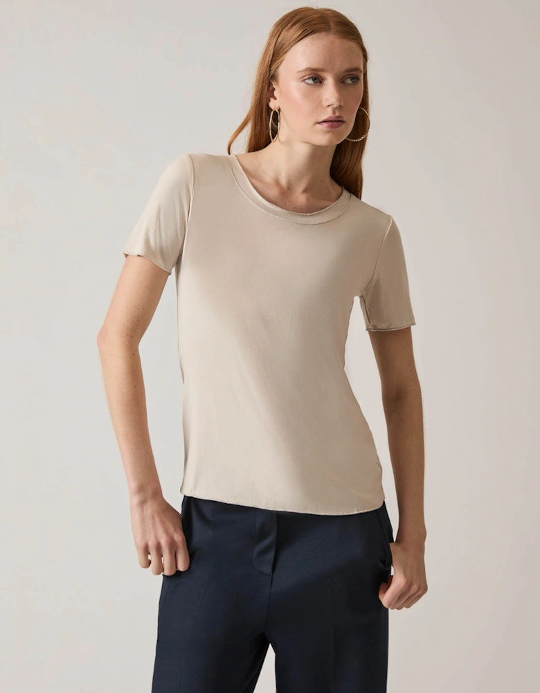 Short Sleeve Beige Top