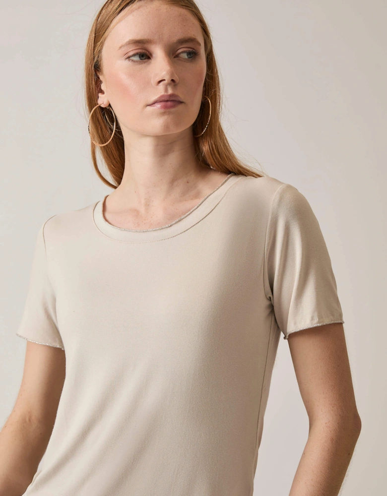 Short Sleeve Beige Top
