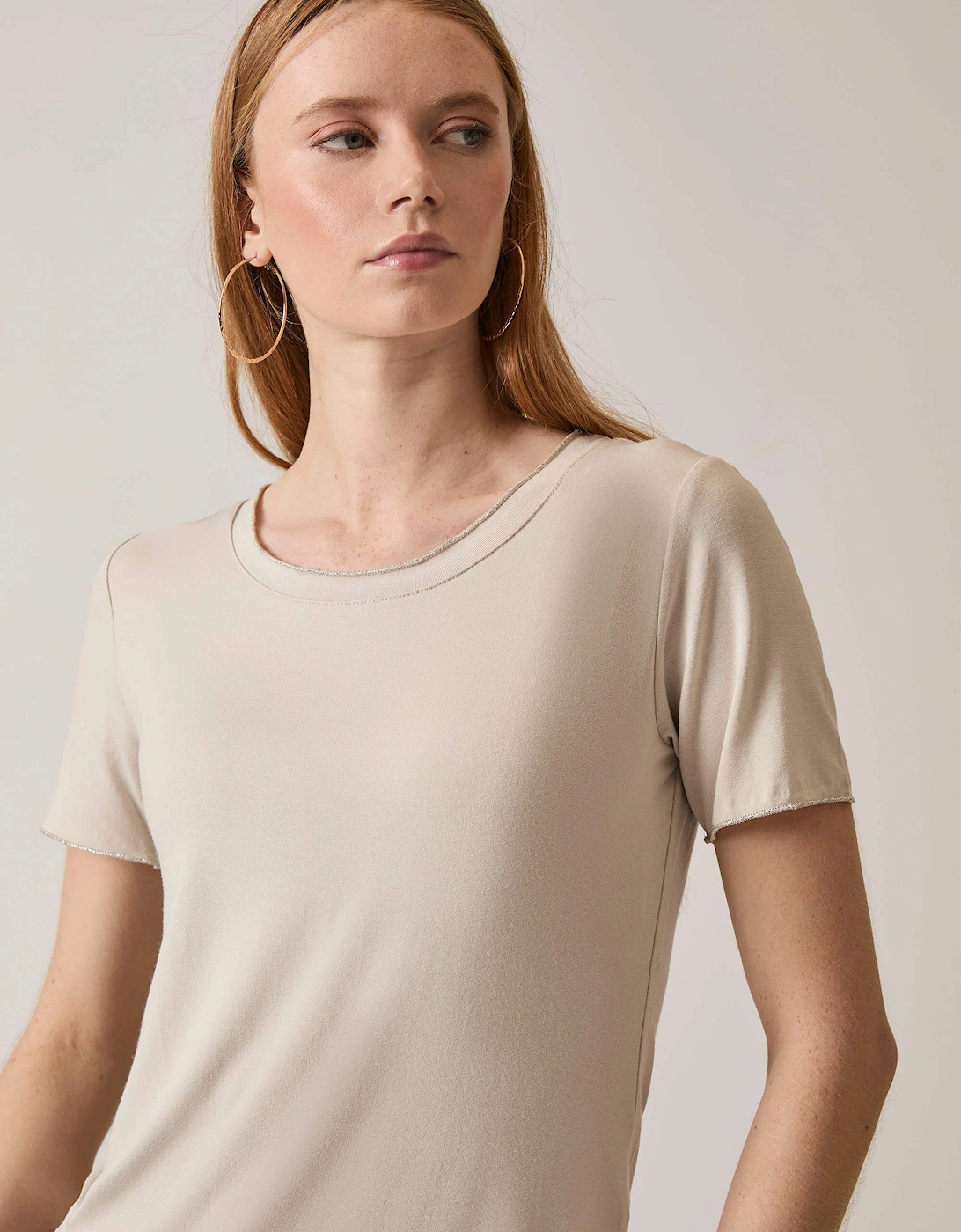 Short Sleeve Beige Top