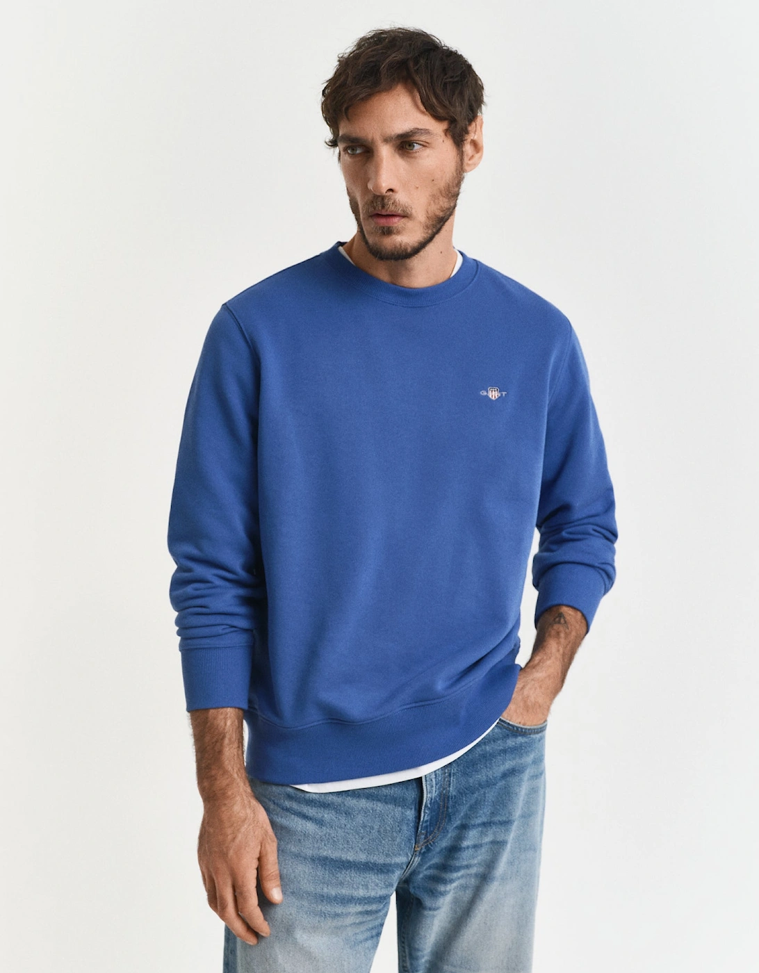 Mens Regular Fit Shield Logo Crew Neck Sweatshirt, 2 of 1