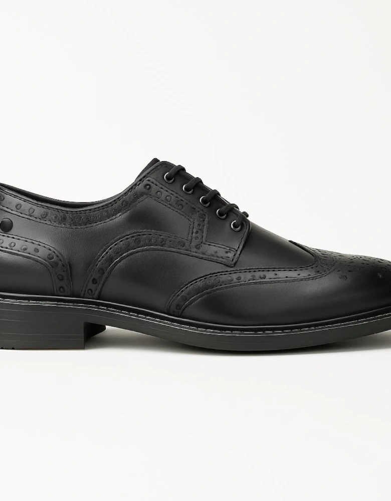 London BRYCE Mens Leather Brogue Shoes Black