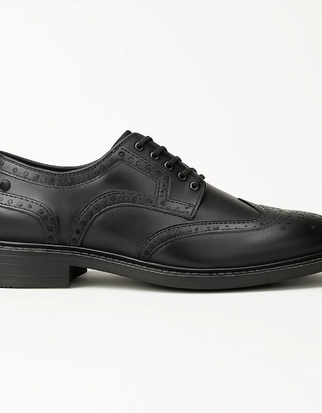 London BRYCE Mens Leather Brogue Shoes Black, 3 of 2