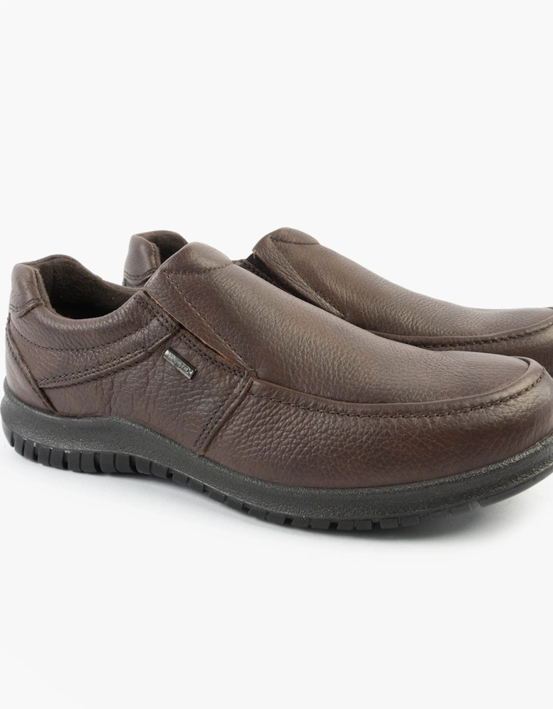 M227B Mens Casual Leather Slip-On Shoes Brown