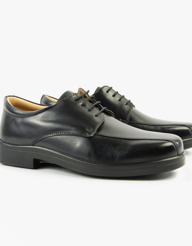 MILTON Mens Leather Tramline Gibson Shoes Black