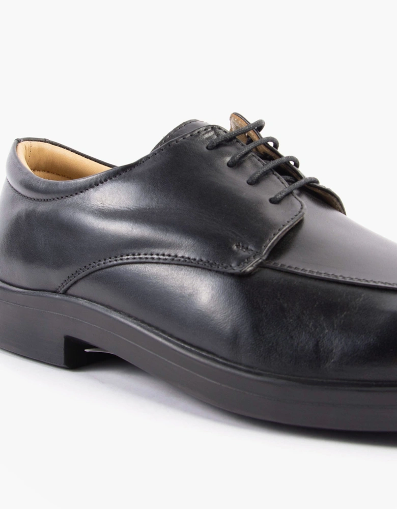 MILTON Mens Leather Tramline Gibson Shoes Black