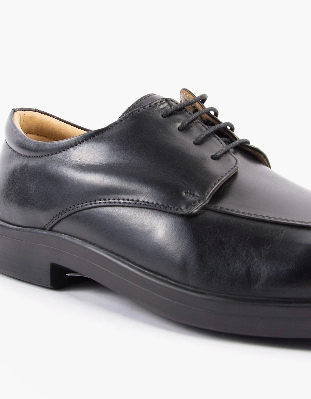 MILTON Mens Leather Tramline Gibson Shoes Black