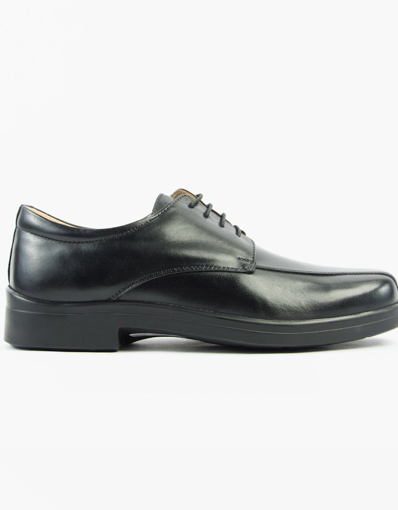 MILTON Mens Leather Tramline Gibson Shoes Black