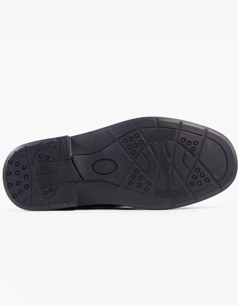 MILTON Mens Leather Tramline Gibson Shoes Black