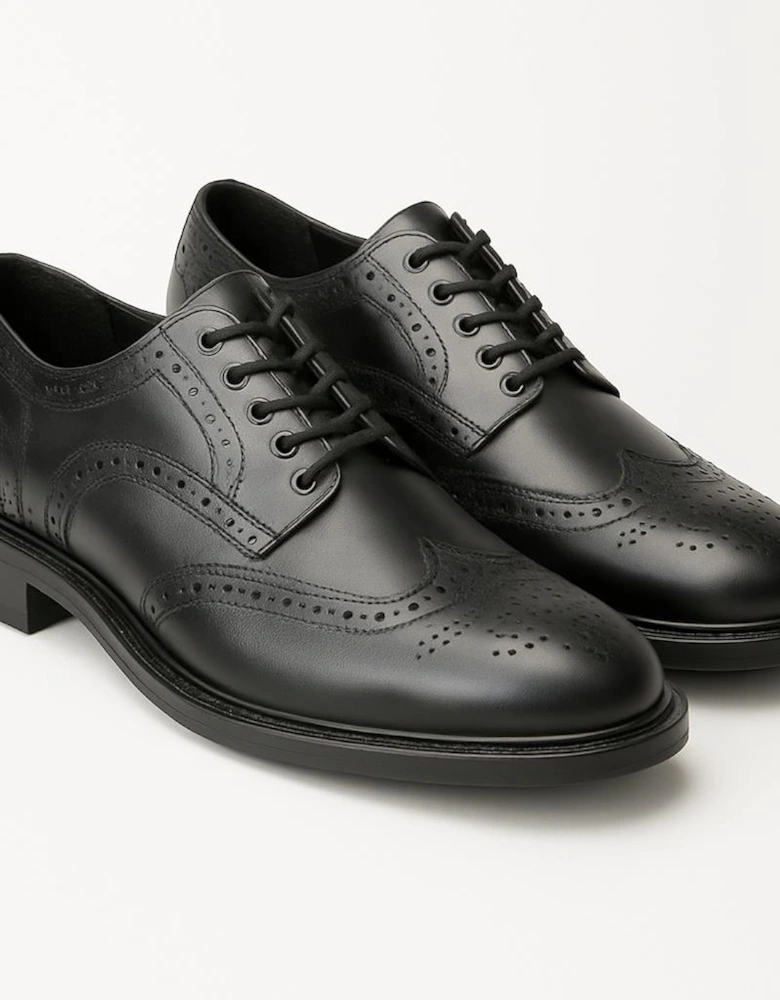 London BRYCE Mens Leather Brogue Shoes Black