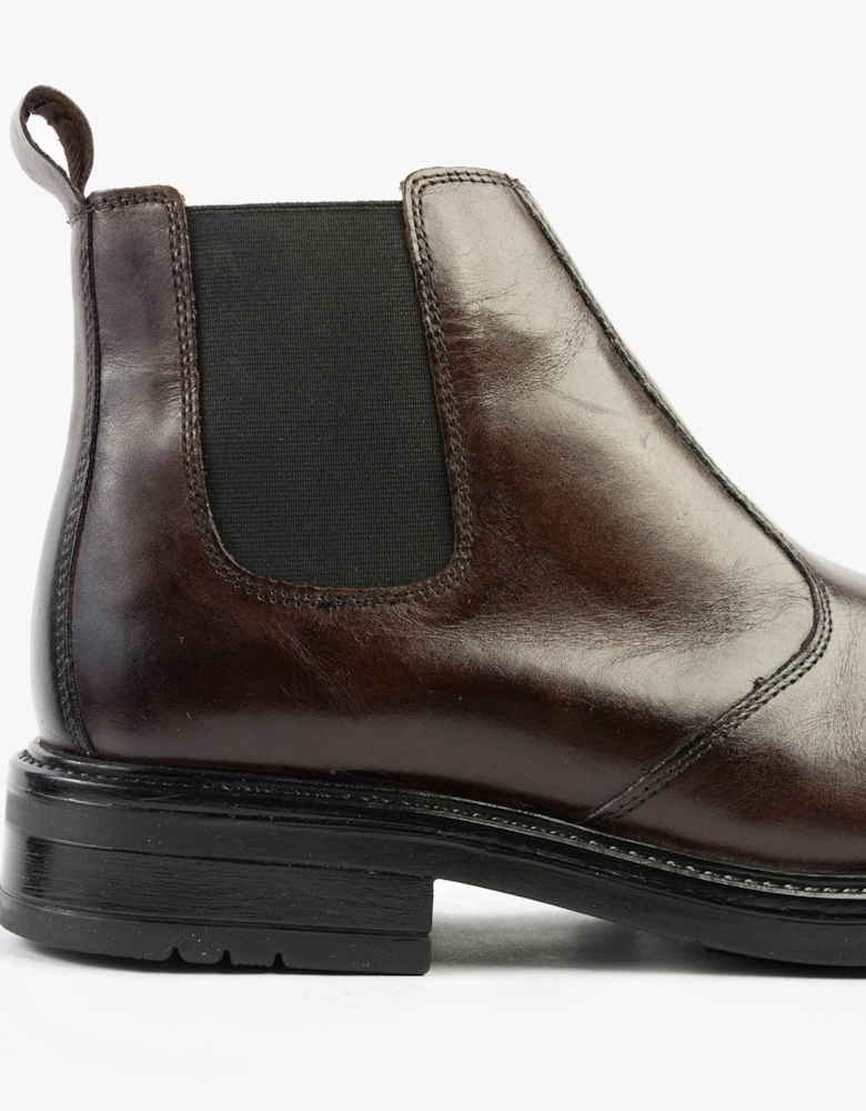 OLIVER Mens Twin Gusset Soft Leather Chelsea Boots Brown