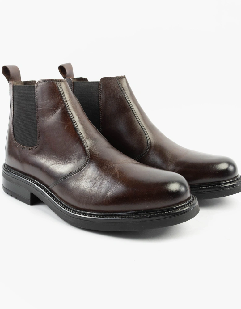 OLIVER Mens Twin Gusset Soft Leather Chelsea Boots Brown