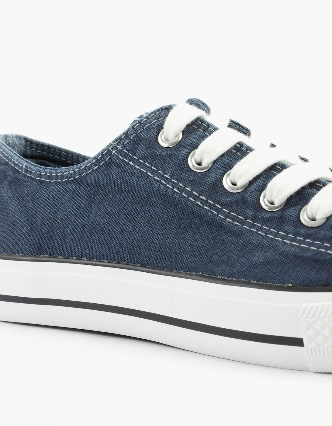 TAYLOR Unisex Canvas Lace Up Trainers Navy