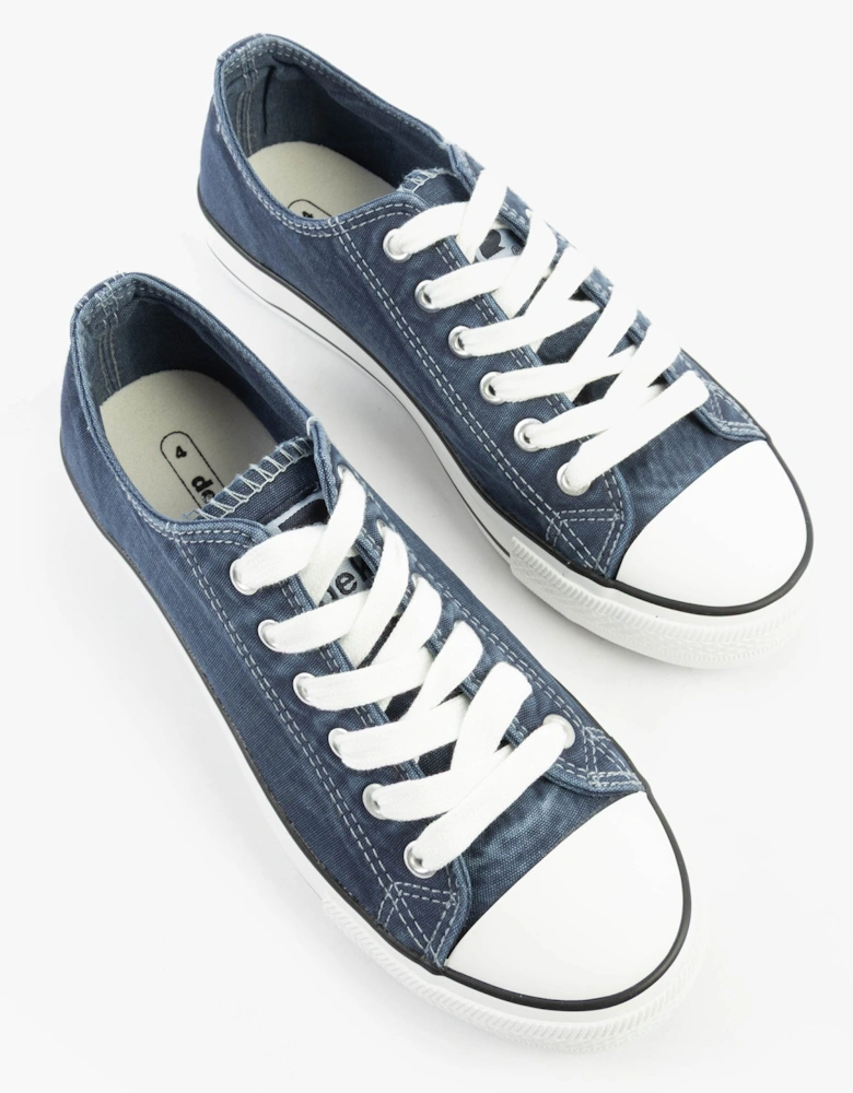TAYLOR Unisex Canvas Lace Up Trainers Navy