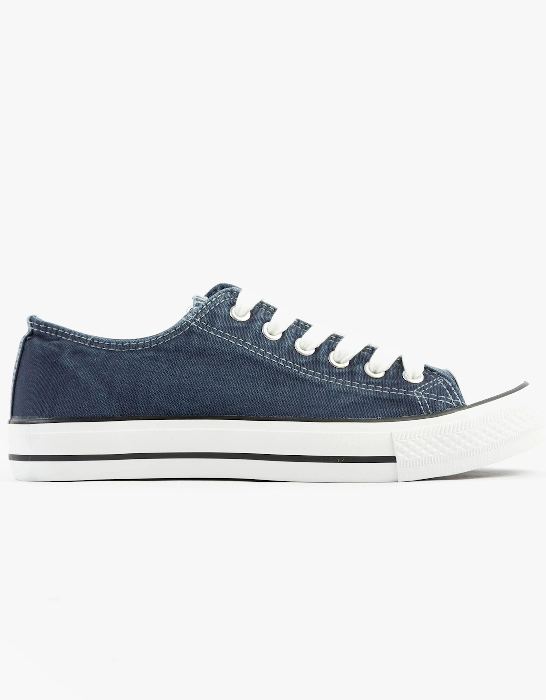 TAYLOR Unisex Canvas Lace Up Trainers Navy, 5 of 4