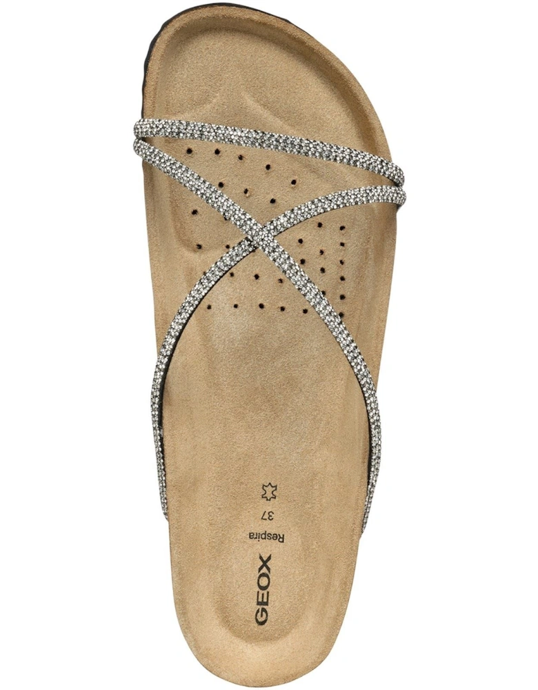 D BRIONIA R Polyester Women's Black/Silver Sandals