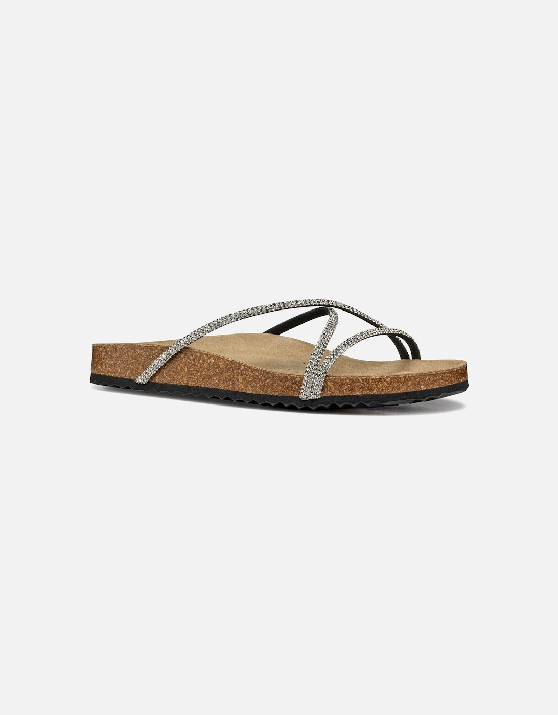 Geox Women's Black D Brionia R Polyester /Silver Sandals - : 6 Size 6