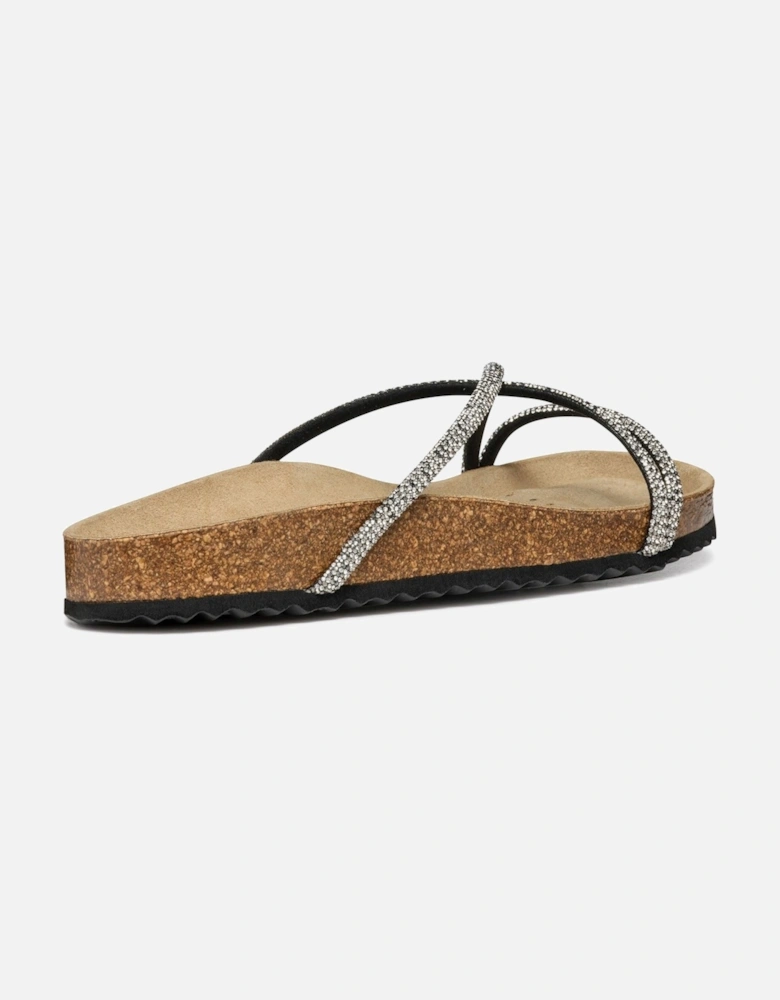 D BRIONIA R Polyester Women's Black/Silver Sandals