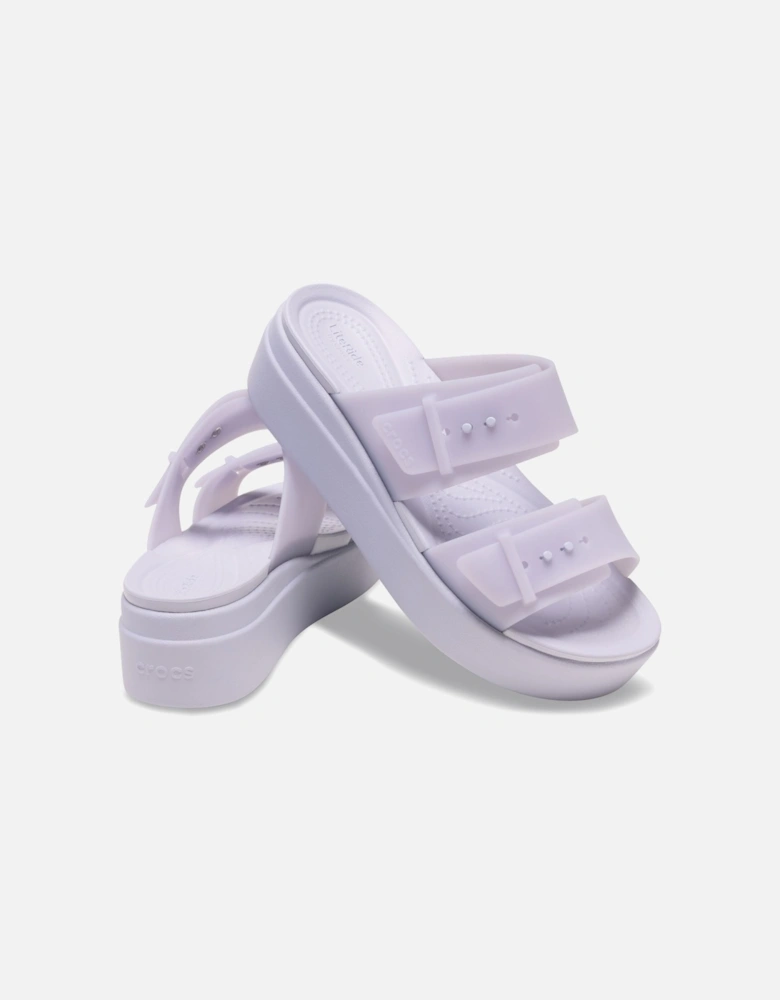 Brooklyn Buckle Low Wedge Women's Purple Moon Sandals