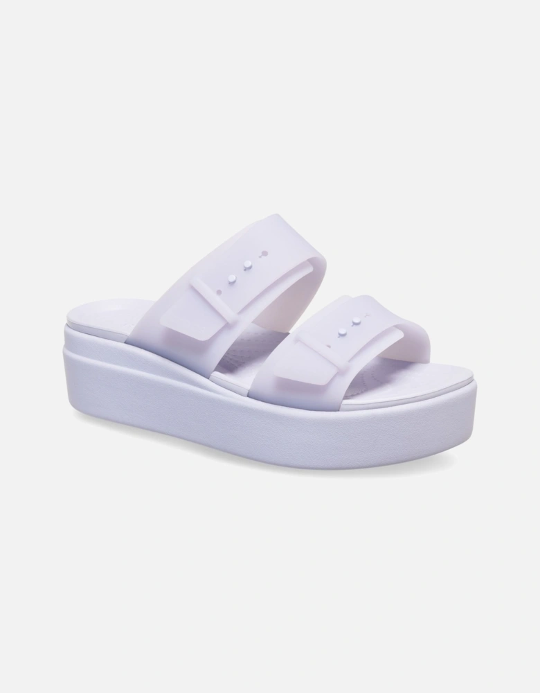 Brooklyn Buckle Low Wedge Women's Purple Moon Sandals