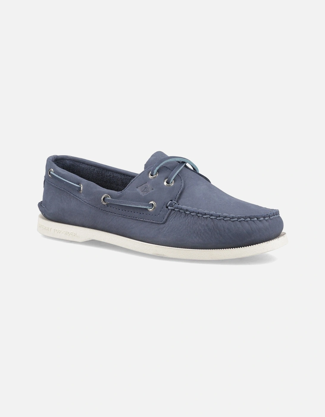 Sperry Authentic 2 Eye Leather Men's Dark Blue Boat Shoes, 6 of 5
