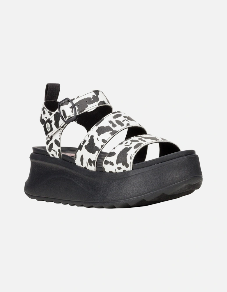 HEYDUDE Delray Buckle Animal Polyester Women's Black/White Sandals