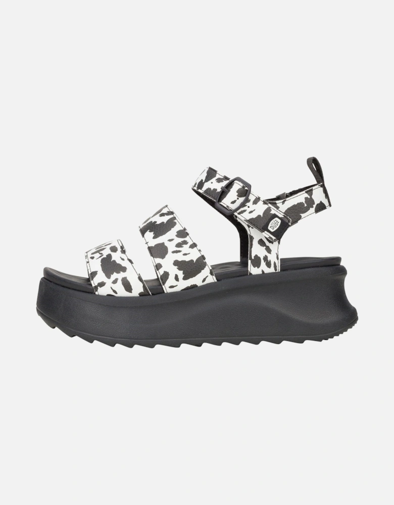 HEYDUDE Delray Buckle Animal Polyester Women's Black/White Sandals