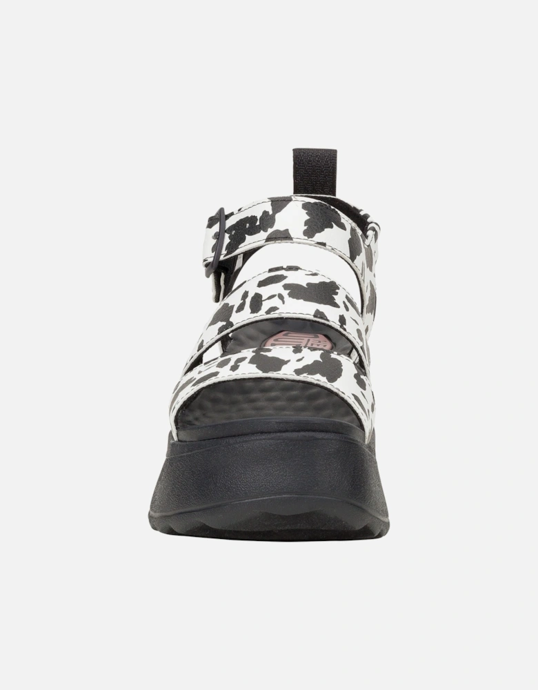 HEYDUDE Delray Buckle Animal Polyester Women's Black/White Sandals