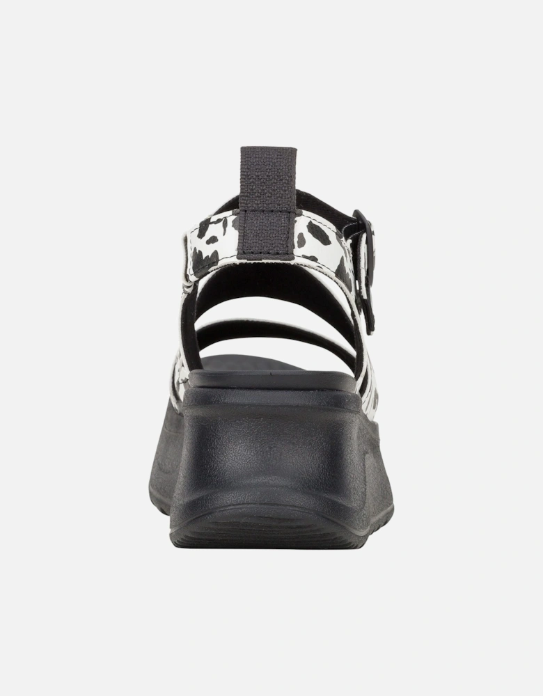 HEYDUDE Delray Buckle Animal Polyester Women's Black/White Sandals