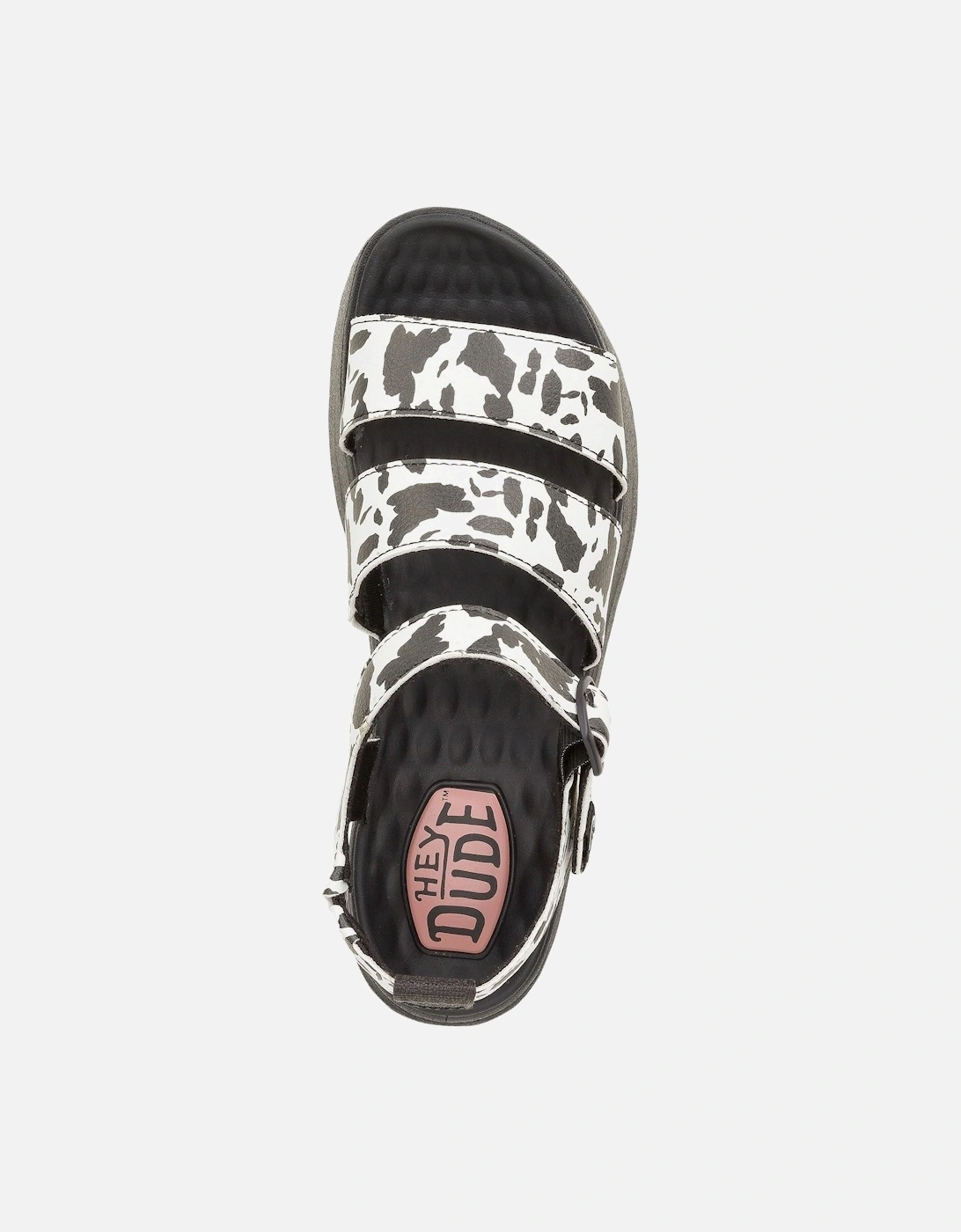 HEYDUDE Delray Buckle Animal Polyester Women's Black/White Sandals