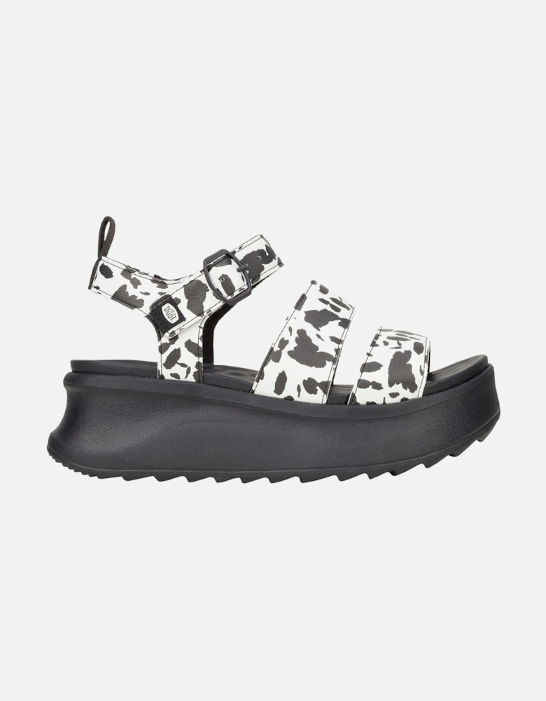 HEYDUDE Delray Buckle Animal Polyester Women's Black/White Sandals