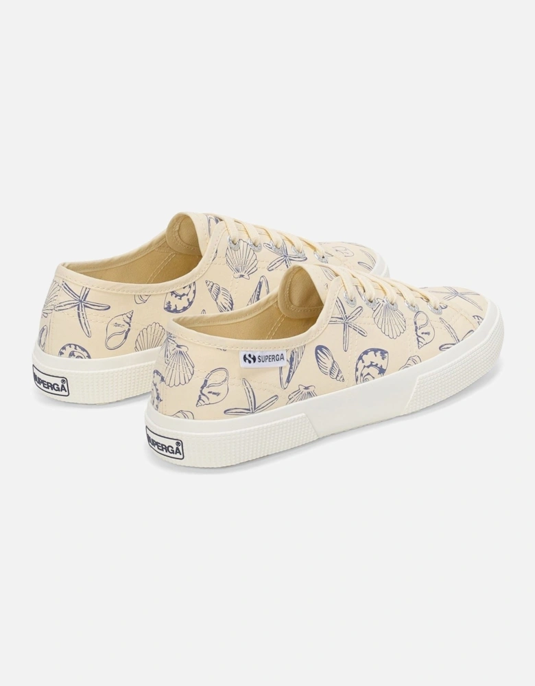 3750 Seashells Print Cotton Women's Beige Trainers