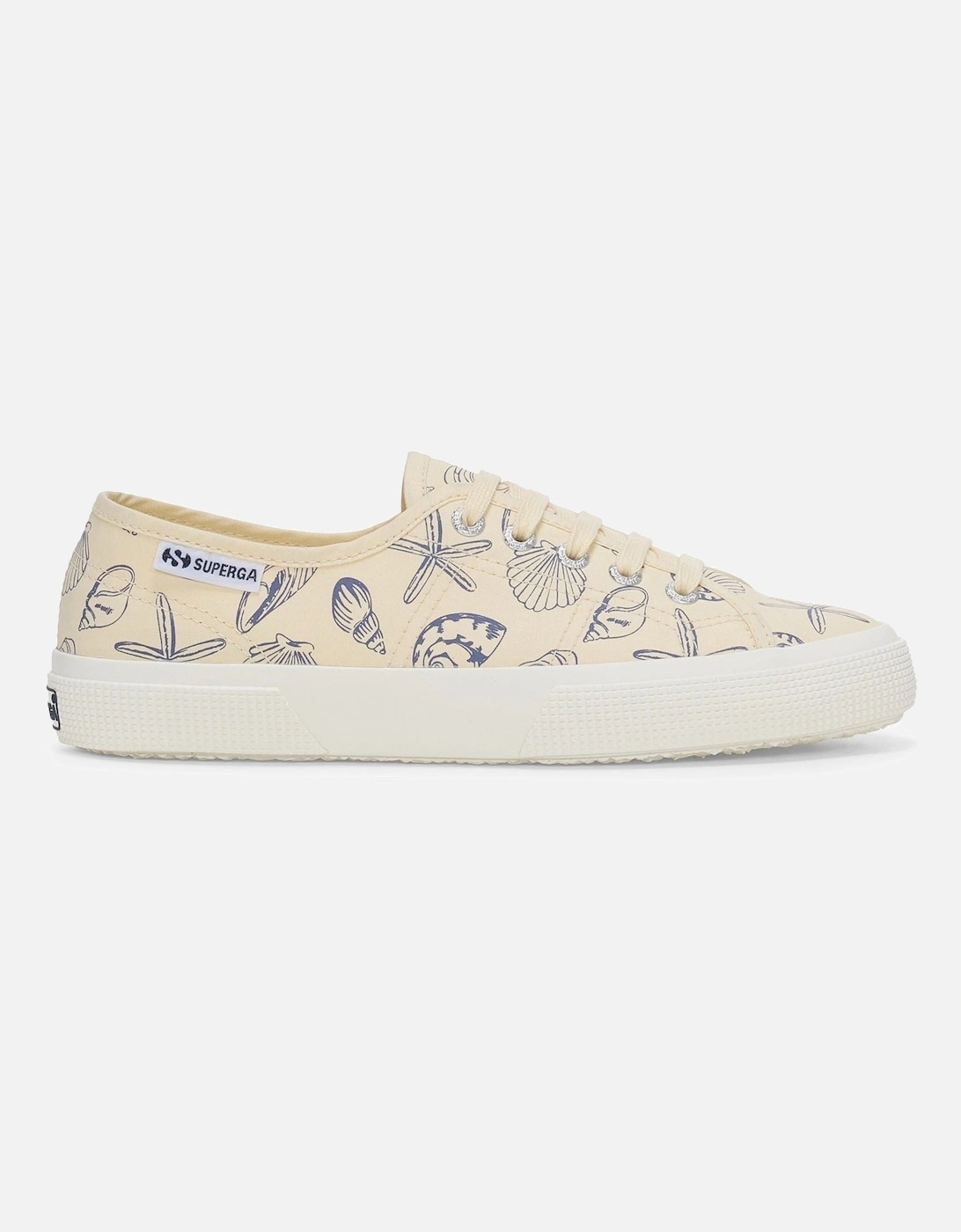 3750 Seashells Print Cotton Women's Beige Trainers