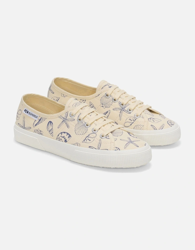 3750 Seashells Print Cotton Women's Beige Trainers