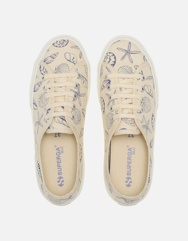 3750 Seashells Print Cotton Women's Beige Trainers