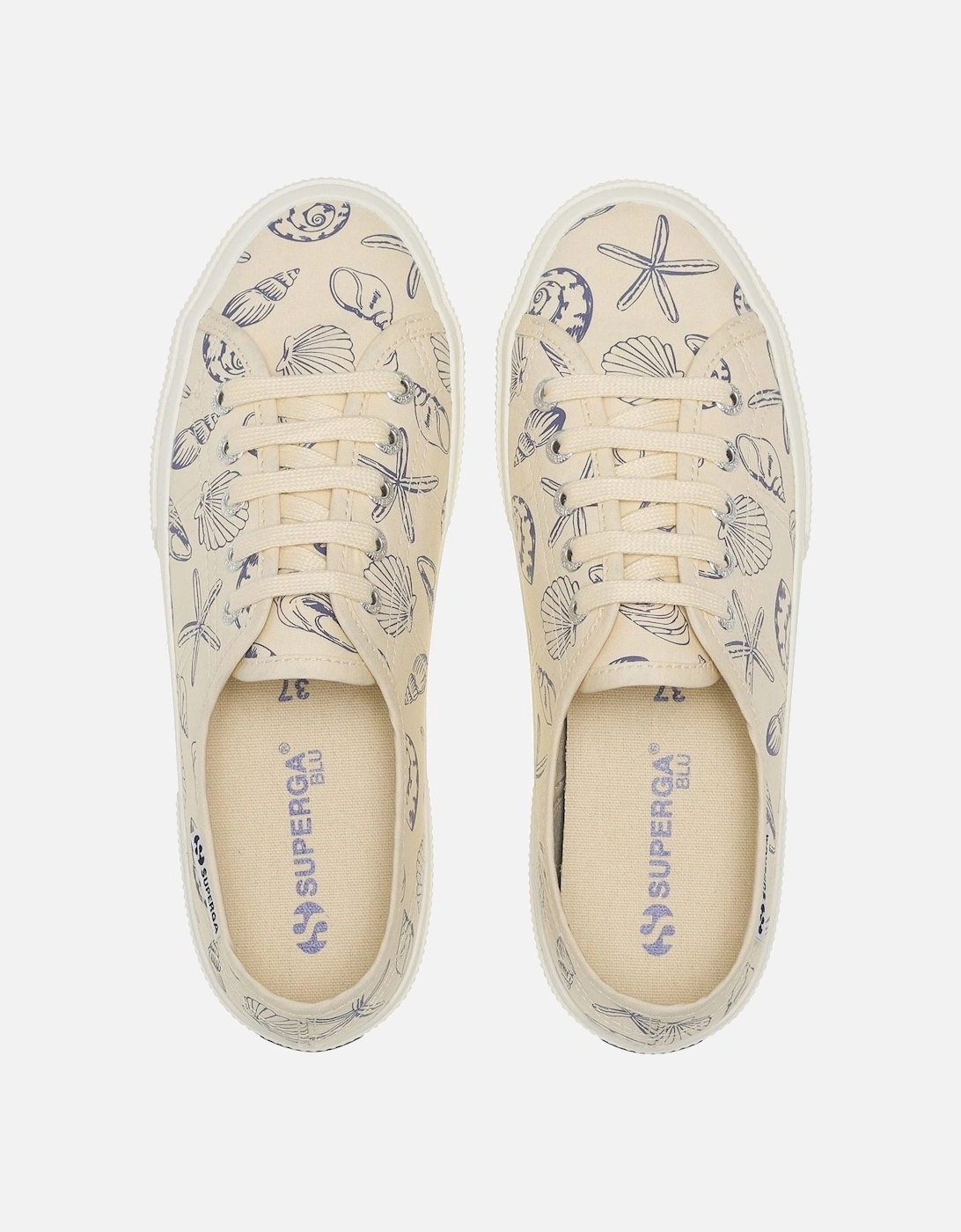 3750 Seashells Print Cotton Women's Beige Trainers
