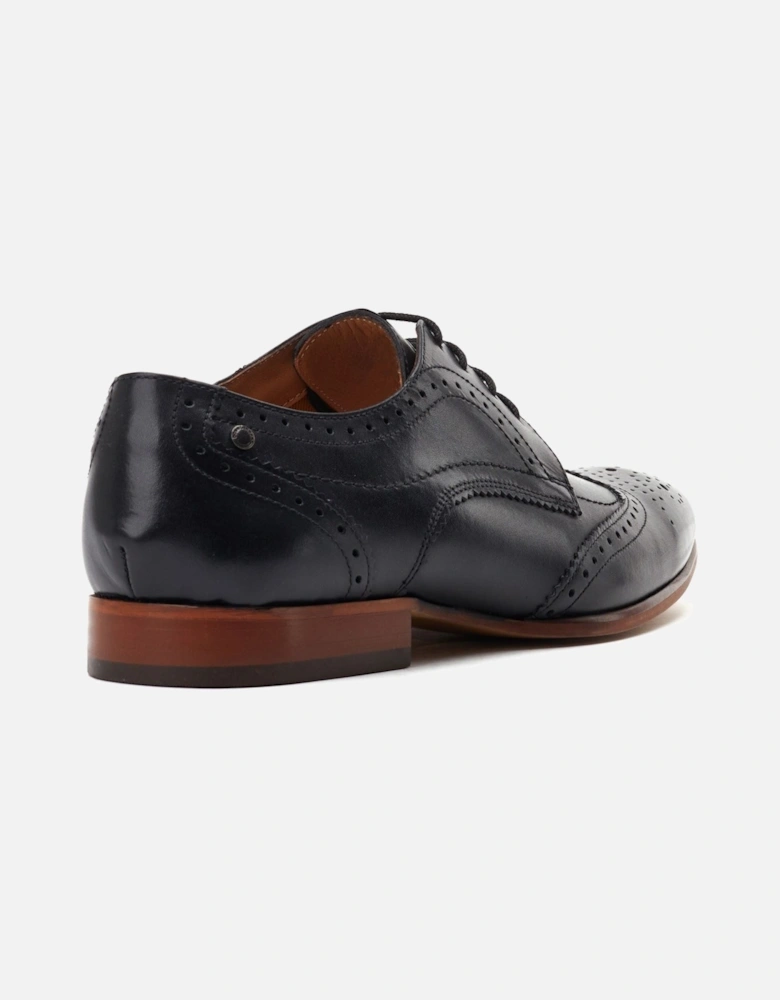 London Barbera Excel Leather Men's Black Brogues Shoes