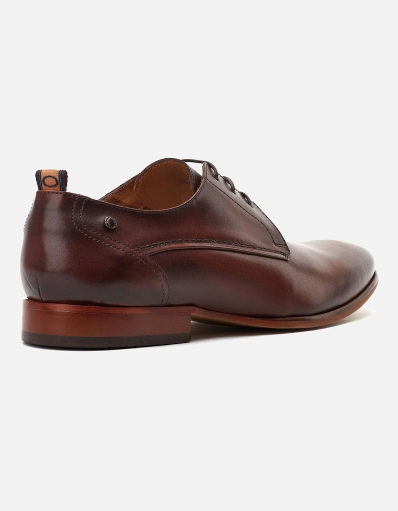 London Gambino Excel Leather Men's Burnt Brown Lace-Up Shoes