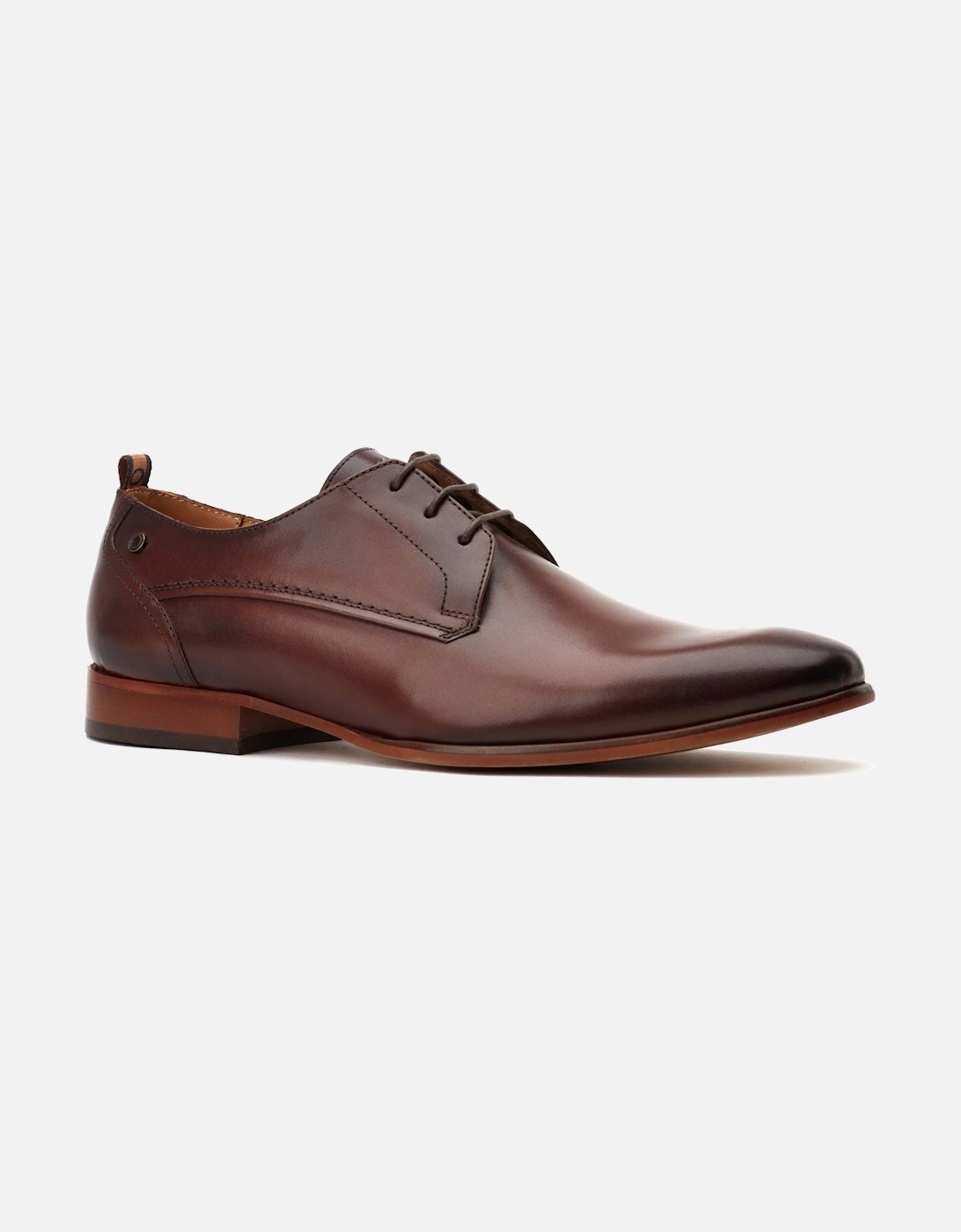 London Gambino Excel Leather Men's Burnt Brown Lace-Up Shoes, 7 of 6
