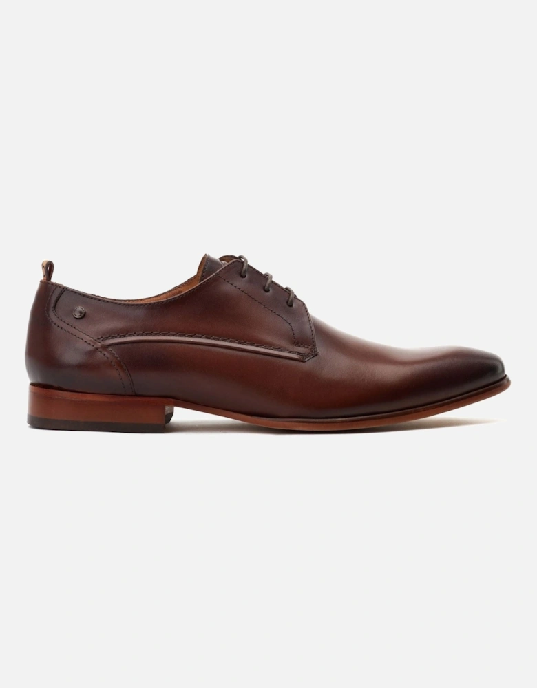 London Gambino Excel Leather Men's Burnt Brown Lace-Up Shoes
