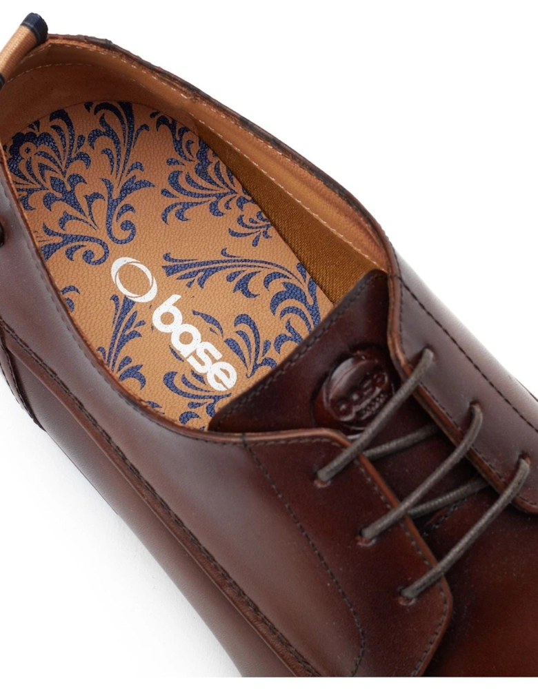 London Gambino Excel Leather Men's Burnt Brown Lace-Up Shoes